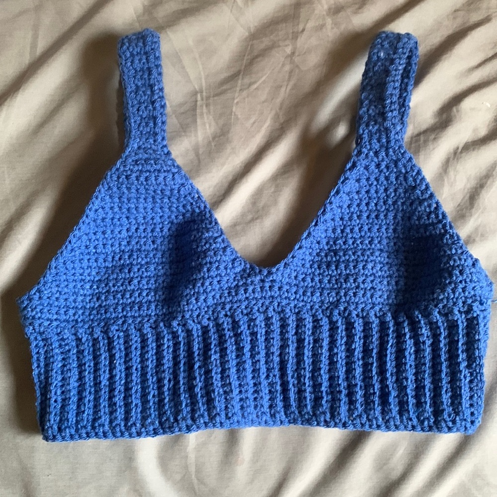 Handmade crochet dark blue crop top